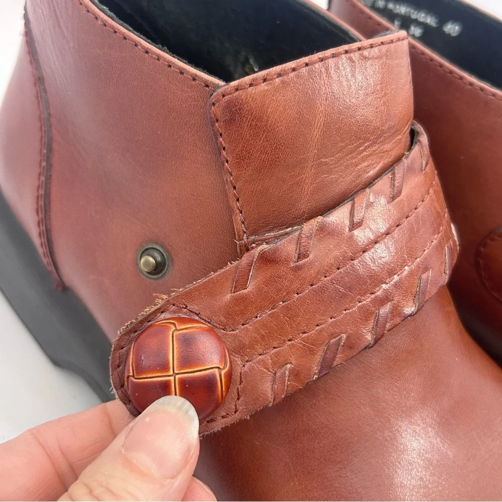 DANSKO Women Vtg Brown Leather Button Strap Ankle Boot Size 40 9.5